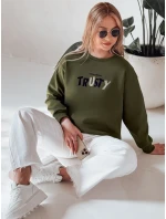 Dámska nadrozmerná mikina s výšivkou SOFTRUS zelená FashionStreet BY1409