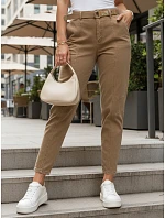Dámske džínsy s vysokým pásom a opaskom hnedej farby FashionStreet UY2989