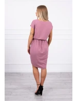 Šaty s obálkou dole tmavo ružové