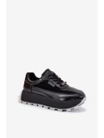 Skórzane Damskie Sneakersy Na Platformie Big Star RR274873 HI-POLY SYSTEM Czarne