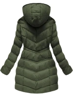 Dámska prešívaná zimná bunda s kapucňou khaki (w749-1)