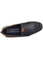Pánske tmavomodré kožené mokasíny Bugatti 321-A2X65-1000-4100