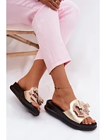 Dámské Sandály Pravá Kůže Mašle S.Barski KV61-6061 Zlaté