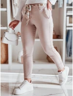 Dámske textilné nohavice s opaskom ROSSALI svetlo ružová FashionStreet UY2530