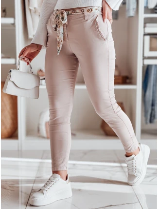 Dámske textilné nohavice s opaskom ROSSALI svetlo ružová FashionStreet UY2530