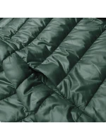 Dámska krátka bunda s pletenými rebrovanými lemami tmavozelená (P22/P3-6636/P3-6023-33)