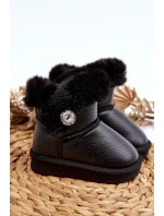 Ocieplane Botki Śniegowce Z Futerkiem Czarne Bessie