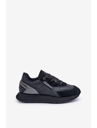 Skórzane Sneakersy Męskie Big Star OO174297 Hi-Poly System Czarne
