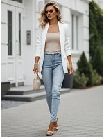 Dámske klasické sako s volánovými rukávmi ecru FashionStreet PY0136 Dámske klasické sako s volánovými rukávmi ecru FashionStreet PY0136