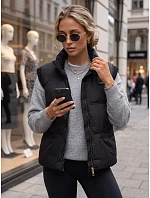 Dámska prešívaná vesta so stojáčikom, čierna, FashionStreet TY5967