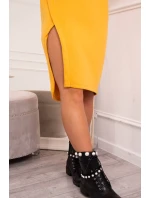 Šaty s kapucňou a bočným rázporkom broskyňové