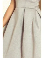 Dámske spoločenské neoprén šaty korzetové GORZET krátke sivé - Šedá / L - Numoco