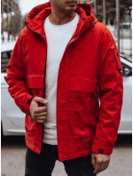 Pánska prechodná bunda s kapucňou červená FashionStreet TX4880