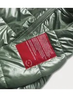 Krátka zelená dámska bunda s ozdobným lemovaním (B8030-10) Krátka zelená dámska bunda s ozdobným lemovaním (B8030-10)