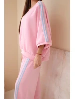 Dámsky viskózový maslový komplet so širokými nohavicami a voľnou blúzkou svetloružový Dámsky viskózový maslový komplet so širokými nohavicami a voľnou blúzkou svetloružový