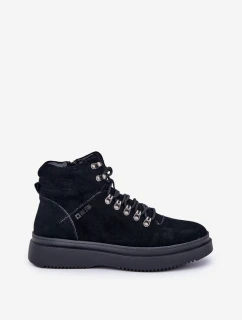 Semišové pánske zimné topánky Big Star OO174187 black
