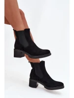 Botki Sztyblety Damskie Na Klocku Czarne Luvina