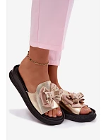 Dámské Sandály Pravá Kůže Mašle S.Barski KV61-6061 Zlaté