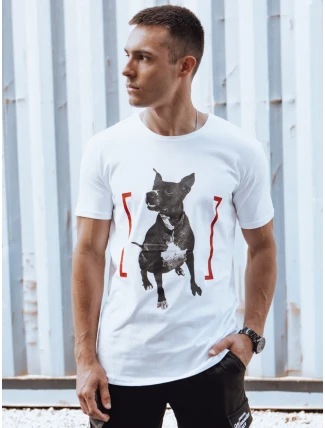 Pánske bavlnené tričko s potlačou biele FashionStreet RX5608
