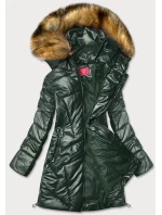 Dámska lesklá zimná bunda Dark Green (m-21008)