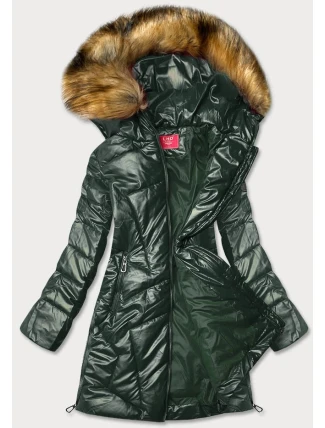 Dámska lesklá zimná bunda Dark Green (m-21008)