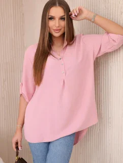 Blúzka s predĺženým zadným dielom púdrovo ružová