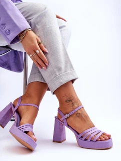 Damskie Zamszowe Sandały Na Obcasie I Platformie Fioletowe Verda