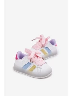 Buty Sportowe Sneakersy Dziecięce Ze Świecącą Podeszwą Biało-Różowe Arielle