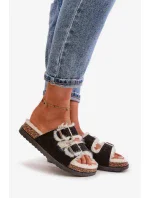 Dámske papuče s prackami a kožušinou Black Ezilena