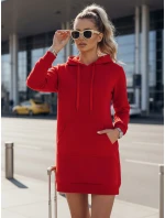 Dámska dlhá mikina s kapucňou oversize TIMMY červená FashionStreet EY1935 Dámska dlhá mikina s kapucňou oversize TIMMY červená FashionStreet EY1935