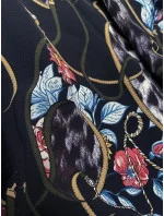 Dámske tmavomodré kvetinové plisované šaty s golierom (Z-56) Dámske tmavomodré kvetinové plisované šaty s golierom (Z-56)