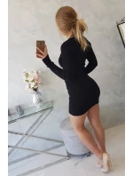 Pruhované vypasované šaty čierne