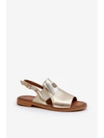 Zazoo 40385 Damskie Skórzane Sandały Złote Zazoo 40385 Damskie Skórzane Sandały Złote
