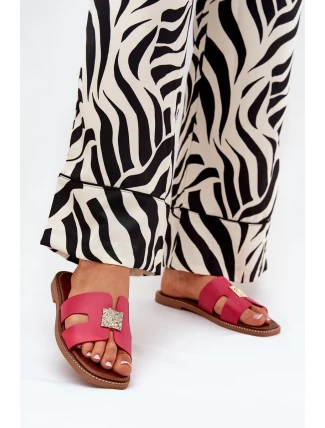 Płaskie Klapki Z Wycięciami I Ozdobą Fuksja Bohalis