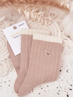 Dámské bavlněné ponožky s malým medvídkem béžové