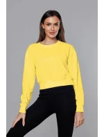 Tenká krátka žltá dámska tepláková mikina (8B938-33)