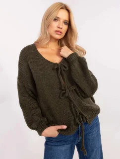 Dámsky voľný sveter v khaki farbe (0412)