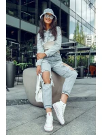 Damskie Wysokie Materiałowe Trampki Na Platformie Big Star LL274185 Białe