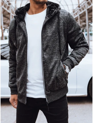 Pánska zateplená tmavosivá mikina FashionStreet BX5626 Pánska zateplená tmavosivá mikina FashionStreet BX5626