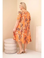 Dámske šaty z viskózy v nadmernej veľkosti s krátkymi rukávmi a stojačikovým strihom Orange