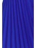 311-16 LILA Plisované šaty s krátkymi rukávmi a opaskom - CHABROW