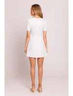 M855 Mini šaty áčkového strihu - krémové