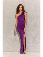Dámske spoločenské šaty SUK0274 tmavo fialová ligot - Roco Fashion Dámske spoločenské šaty SUK0274 tmavo fialová ligot - Roco Fashion