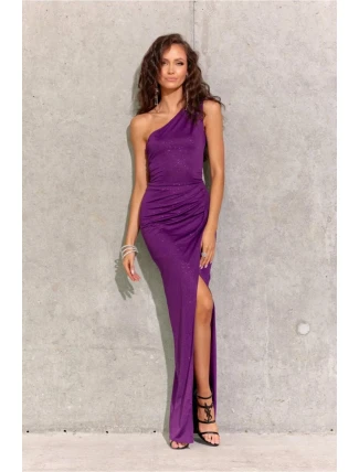 Dámske spoločenské šaty SUK0274 tmavo fialová ligot - Roco Fashion Dámske spoločenské šaty SUK0274 tmavo fialová ligot - Roco Fashion