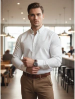 Pánska biela vzorovaná košeľa slim fit FashionStreet DX2694