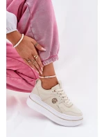 Damskie Buty Sportowe Na Platformie Beżowe Caldeno