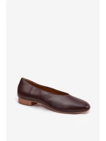 Baleriny Damskie Z Eko Skóry Na Płaskim Obcasie Brązowe Olyssia