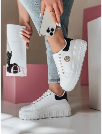 Dámske tenisky na platforme KITNOT bielo-čierne FashionStreet ZY0922