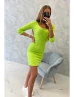 Šaty s výstrihom na gombíky kivi