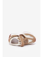 Sneakersy Dziecięce Na Rzep Panterka Ciemnobeżowe Tezzu